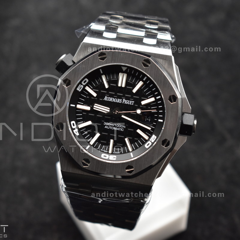 Royal Oak Offshore Diver 15703 APSF 1:1 Best Edition Black Dial on SS Bracelet SA3120 Super Clone
